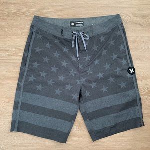 Hurley Phantom 20" Board Shorts Swim Trunks American Flag Size 30 Gray